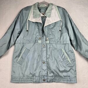 Vintage Current Seen Jacket‎ Womens Large Green Blue Windbreaker Iridescent